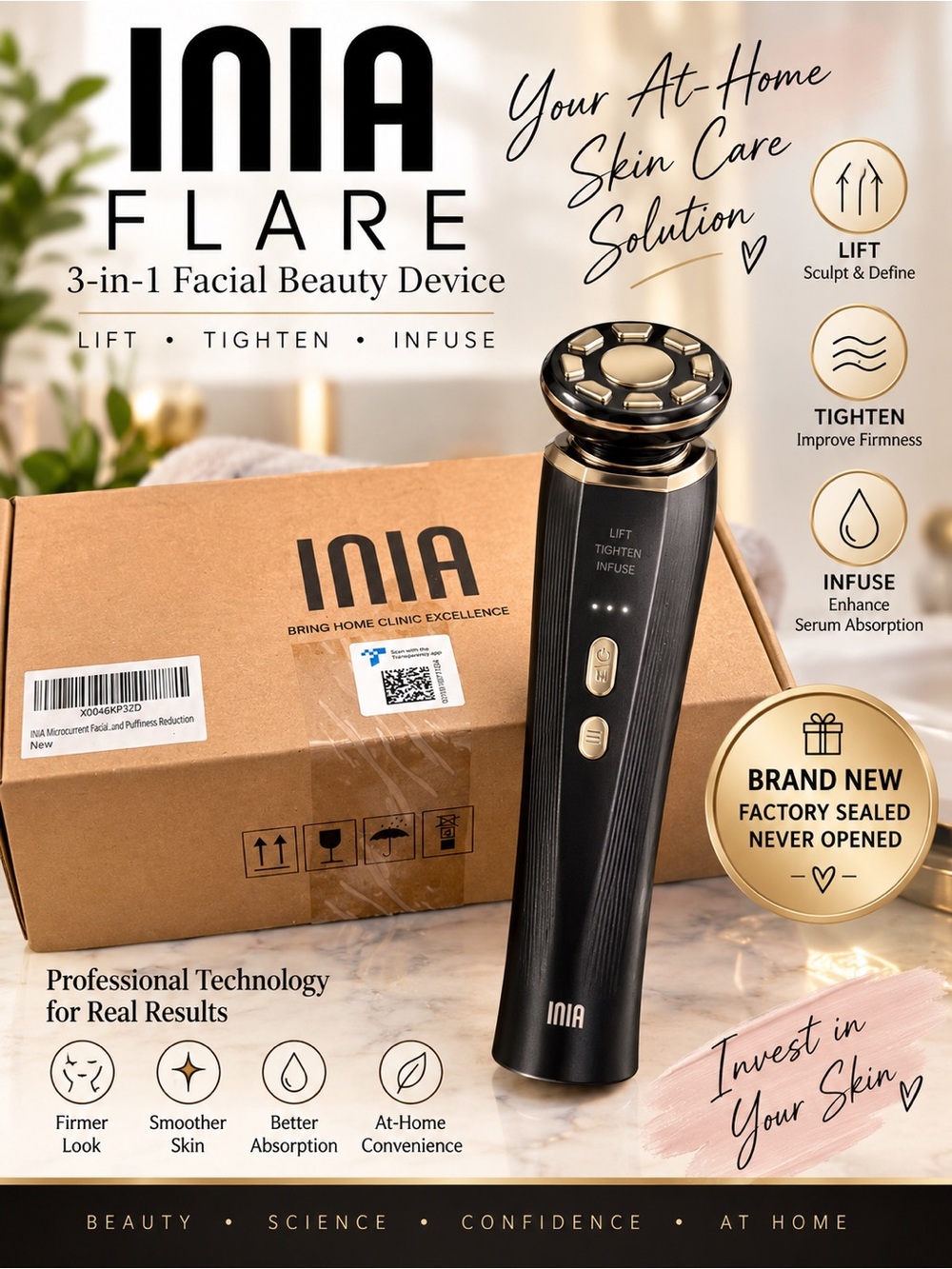 Flare 3-in-1 Facial Beauty Device – Black